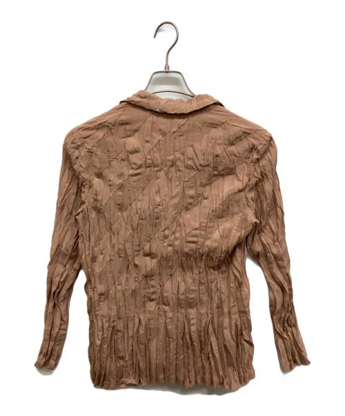 ISSEY MIYAKE（イッセイミヤケ）ISSEY MIYAKE (イッセイミヤケ) カットオフデザインガーゼジャケット ブラウン サイズ:2の古着・服飾アイテム