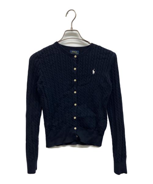POLO RALPH LAUREN（ポロ・ラルフローレン）POLO RALPH LAUREN (ポロ・ラルフローレン) ケーブルニットカーディガン ネイビー サイズ:SIZE L(12-14)の古着・服飾アイテム