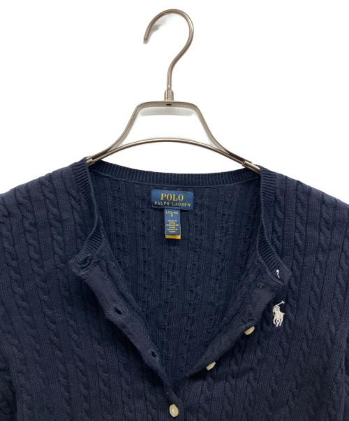 POLO RALPH LAUREN（ポロ・ラルフローレン）POLO RALPH LAUREN (ポロ・ラルフローレン) ケーブルニットカーディガン ネイビー サイズ:SIZE L(12-14)の古着・服飾アイテム