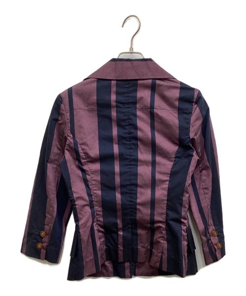 Vivienne Westwood RED LABEL（ヴィヴィアンウエストウッドレッドレーベル）Vivienne Westwood RED LABEL (ヴィヴィアンウエストウッドレッドレーベル) ストライプテーラードジャケット パープル サイズ:2の古着・服飾アイテム