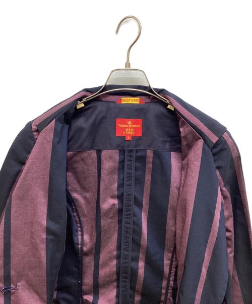 Vivienne Westwood RED LABEL（ヴィヴィアンウエストウッドレッドレーベル）Vivienne Westwood RED LABEL (ヴィヴィアンウエストウッドレッドレーベル) ストライプテーラードジャケット パープル サイズ:2の古着・服飾アイテム