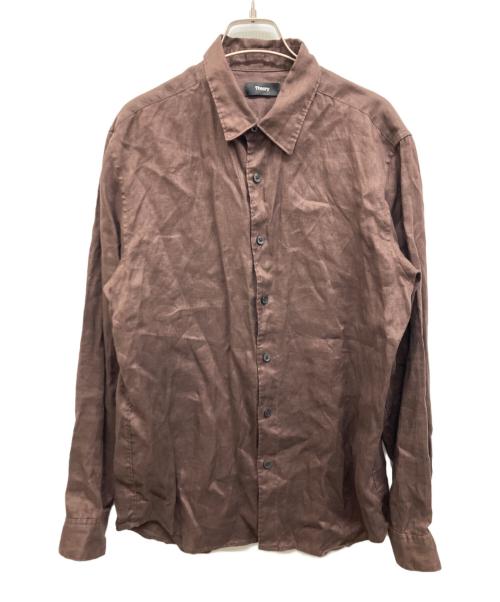 theory（セオリー）theory (セオリー) Relaxed Linen Irving Shirt A ブラウン サイズ:Sの古着・服飾アイテム
