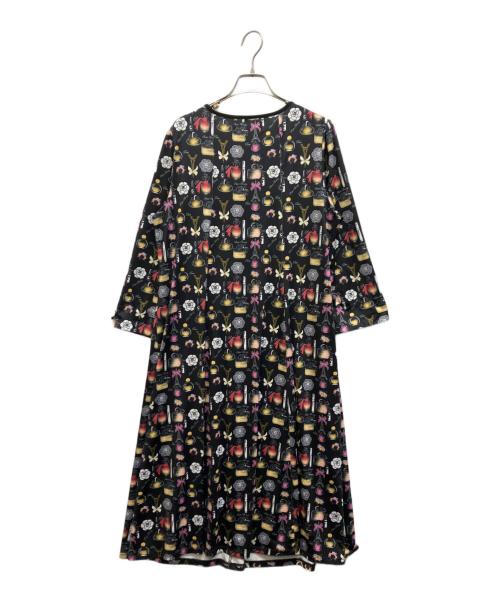 Super Beauty（スーパービューティ）Super Beauty (スーパービューティ) ビジュー付総柄ワンピース ブラック サイズ:44の古着・服飾アイテム