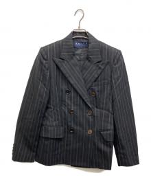RALPH LAUREN（ラルフローレン）の古着「ストライプダブルジャケット」｜ブラック