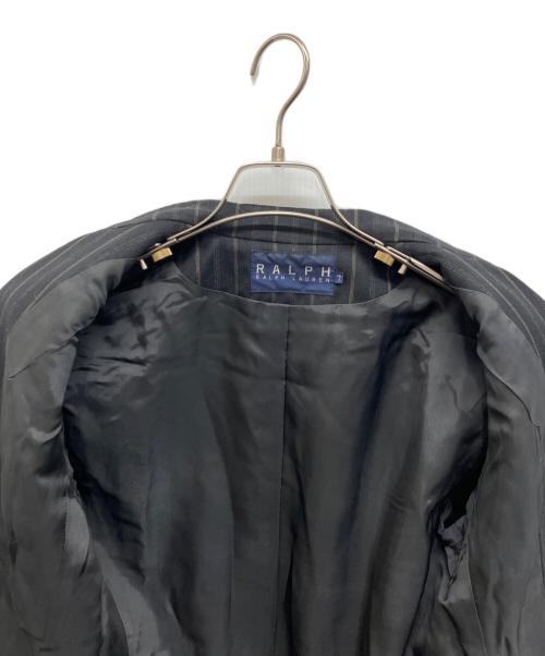 RALPH LAUREN（ラルフローレン）RALPH LAUREN (ラルフローレン) ストライプダブルジャケット ブラック サイズ:7号の古着・服飾アイテム