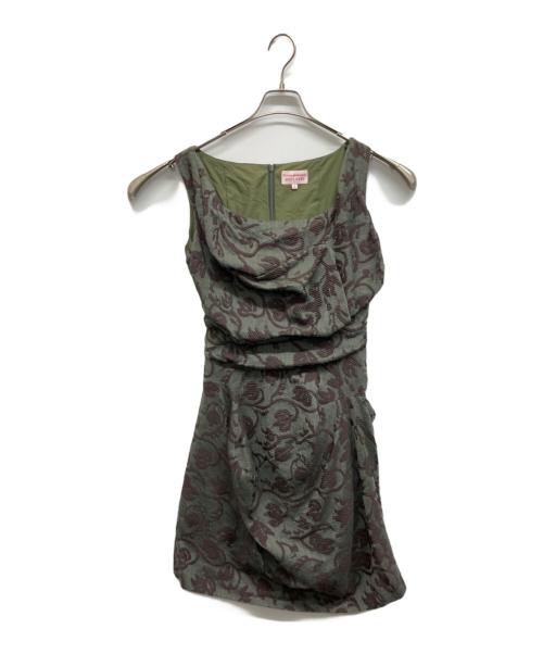 Vivienne Westwood RED LABEL（ヴィヴィアンウエストウッドレッドレーベル）Vivienne Westwood RED LABEL (ヴィヴィアンウエストウッドレッドレーベル) ジャガード変形ノースリーブワンピース グリーン サイズ:2の古着・服飾アイテム