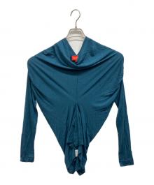 Vivienne Westwood RED LABEL（ヴィヴィアンウエストウッドレッドレーベル）の古着「オーブ刺繍スリーブギャザーニットパーカー」｜グリーン