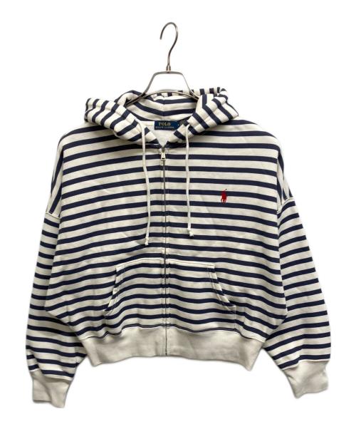 POLO RALPH LAUREN（ポロ・ラルフローレン）POLO RALPH LAUREN (ポロ・ラルフローレン) ボーダードルマンジップパーカー ネイビー×ホワイト サイズ:Mの古着・服飾アイテム
