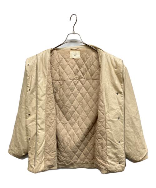 Ameri（アメリ）AMERI (アメリ) PASTING LIKE SYNTHETIC LEATHER JACKET ベージュ サイズ:Sの古着・服飾アイテム