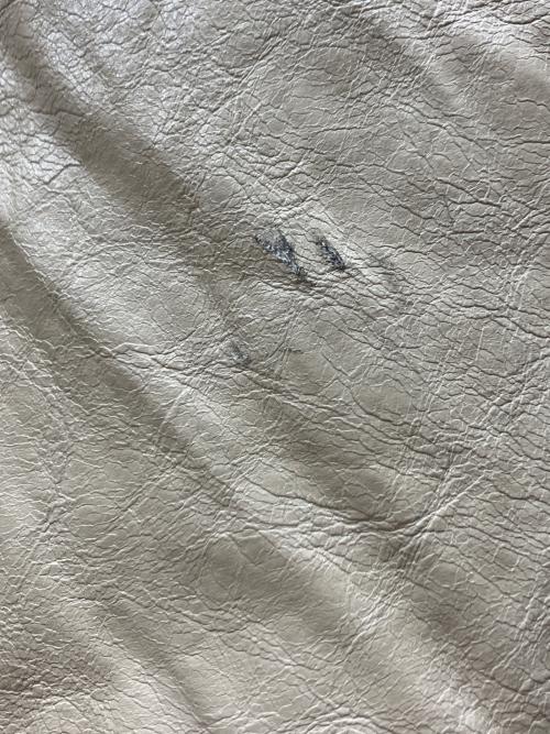 Ameri（アメリ）AMERI (アメリ) PASTING LIKE SYNTHETIC LEATHER JACKET ベージュ サイズ:Sの古着・服飾アイテム