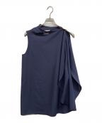 HARUNOBUMURATAハルノブ ムラタ）の古着「LEVI - WOOL ASYMMETRY DRAPED BLOUSE」｜ネイビー