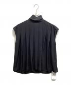 theoryセオリー）の古着「2WAYタイネックショートスリーブブラウス Washed Twill」｜ブラック