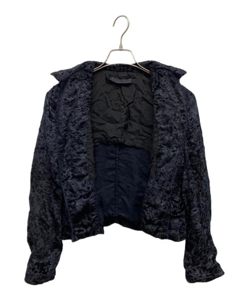 ROBE DE CHAMBRE COMME DES GARCONS（ローブドシャンブル コムデギャルソン）ROBE DE CHAMBRE COMME DES GARCONS (ローブドシャンブル コムデギャルソン) カットオフベロアジャケット ネイビー サイズ:Mの古着・服飾アイテム
