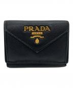PRADAプラダ）の古着「サフィアーノ3つ折り財布」｜ブラック