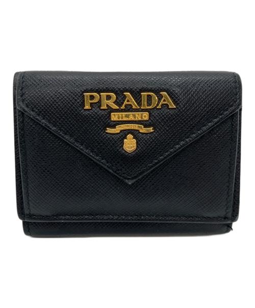 PRADA（プラダ）PRADA (プラダ) サフィアーノ3つ折り財布 ブラック サイズ:下記参照の古着・服飾アイテム