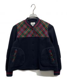 LANVIN en Bleu（ランバンオンブルー）の古着「ボア切替ブルゾン」｜ネイビー