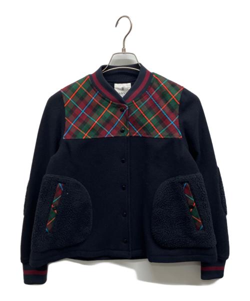 LANVIN en Bleu（ランバンオンブルー）LANVIN en Bleu (ランバンオンブルー) ボア切替ブルゾン ネイビー サイズ:Mの古着・服飾アイテム