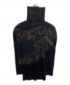ISSEY MIYAKEイッセイミヤケ）の古着「総柄刺繍ハイネックカットソー　A-POC INSIDE」｜ブラック