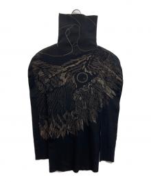 ISSEY MIYAKE（イッセイミヤケ）の古着「総柄刺繍ハイネックカットソー　A-POC INSIDE」｜ブラック
