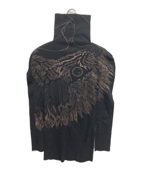 ISSEY MIYAKE（イッセイミヤケ）ISSEY MIYAKE (イッセイミヤケ) 総柄刺繍ハイネックカットソー　A-POC INSIDE ブラック サイズ:2の古着・服飾アイテム
