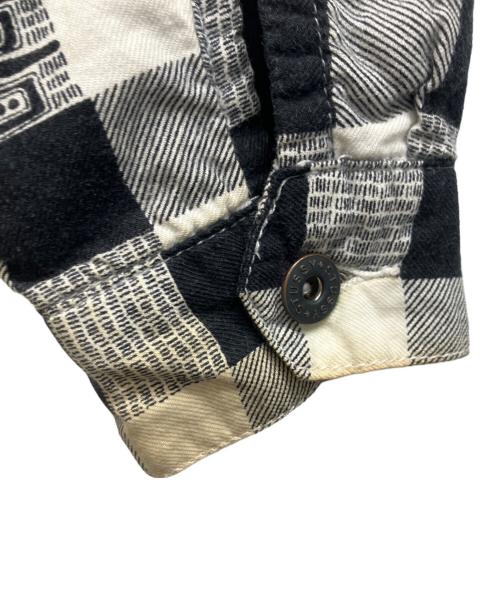 stussy（ステューシー）stussy (ステューシー) チェックジップアップシャツ ホワイト×ブラック サイズ:Lの古着・服飾アイテム