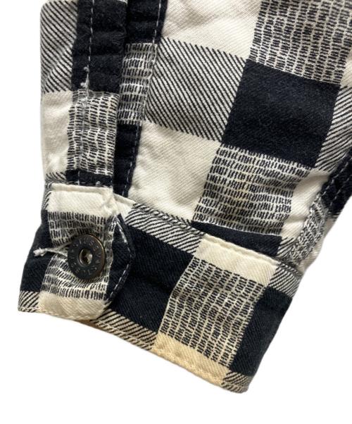 stussy（ステューシー）stussy (ステューシー) チェックジップアップシャツ ホワイト×ブラック サイズ:Lの古着・服飾アイテム