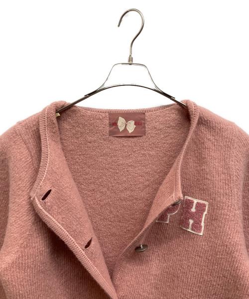 PINK HOUSE（ピンクハウス）PINK HOUSE (ピンクハウス) PHロゴワッペン付き圧縮ニットジャケット ピンク サイズ:Freeの古着・服飾アイテム