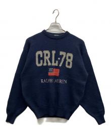 CHAPS RALPH LAUREN（チャップス ラルフローレン）の古着「90's CRL-78星条旗ウールセーター」｜ネイビー