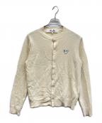PLAY COMME des GARCONSプレイコムデギャルソン）の古着「Round Neck Cardigan With White Emblem Natural」｜アイボリー
