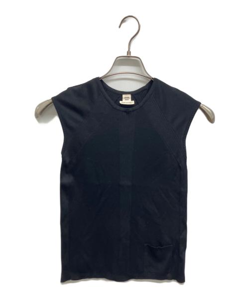 HERMES（エルメス）HERMES (エルメス) シルクノースリーブニット ブラック サイズ:34の古着・服飾アイテム