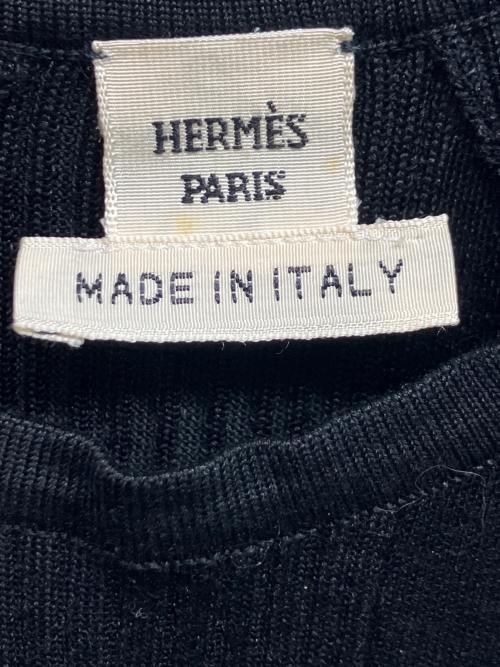 HERMES（エルメス）HERMES (エルメス) シルクノースリーブニット ブラック サイズ:34の古着・服飾アイテム