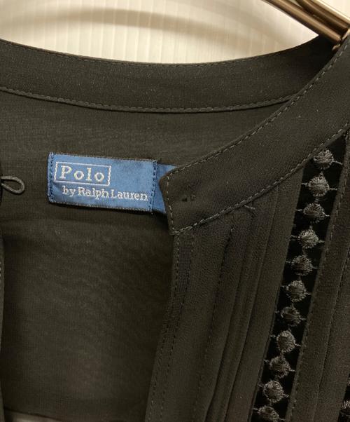 POLO RALPH LAUREN（ポロ・ラルフローレン）POLO RALPH LAUREN (ポロ・ラルフローレン) レーストリム ジョーゼット ドレス ブラックの古着・服飾アイテム