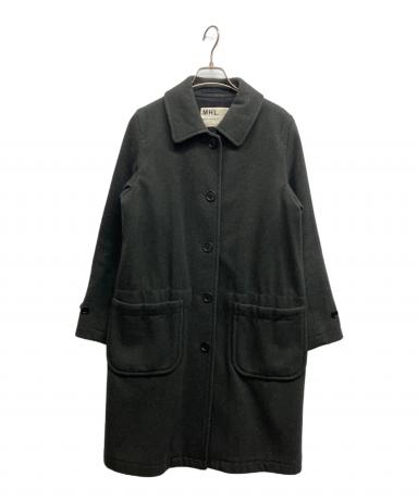 【美品】MHL. 丸襟 ウールコート メルトンコート グレー サイズⅢ 中古・古着通販】MHL (マーガレットハウエル) ウールロングメルトン