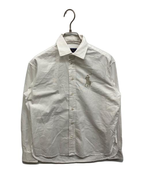 POLO RALPH LAUREN（ポロ・ラルフローレン）POLO RALPH LAUREN (ポロ・ラルフローレン) ビーズ刺繍ロゴオックスフォードシャツ ホワイトの古着・服飾アイテム