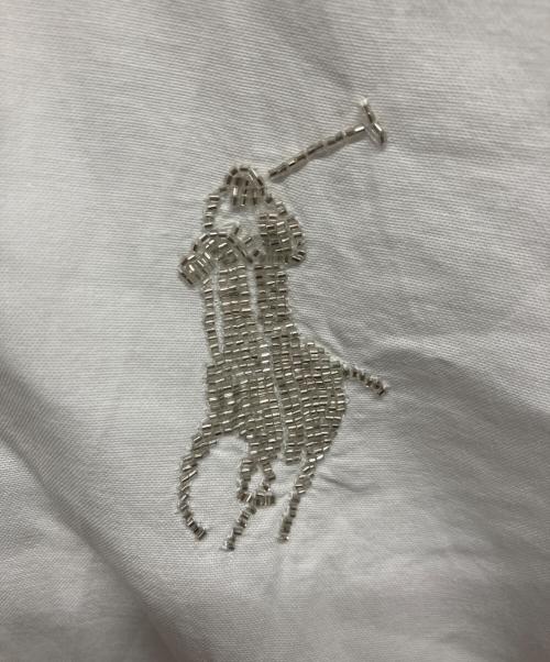 POLO RALPH LAUREN（ポロ・ラルフローレン）POLO RALPH LAUREN (ポロ・ラルフローレン) ビーズ刺繍ロゴオックスフォードシャツ ホワイトの古着・服飾アイテム