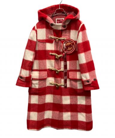 PINK HOUSE タータンチェック ボア ダッフルコート 赤 希少 フリー 中古・古着通販】PINK HOUSE (ピンクハウス) チェックダッフルコート