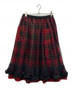 tricot COMME des GARCONSトリココムデギャルソン）の古着「チュール×タータンチェックコンビレイヤードスカート」｜レッド
