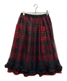 tricot COMME des GARCONS（トリココムデギャルソン）の古着「チュール×タータンチェックコンビレイヤードスカート」｜レッド