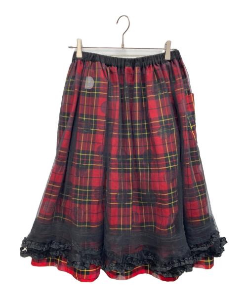 tricot COMME des GARCONS（トリココムデギャルソン）tricot COMME des GARCONS (トリココムデギャルソン) チュール×タータンチェックコンビレイヤードスカート レッド サイズ:Freeの古着・服飾アイテム