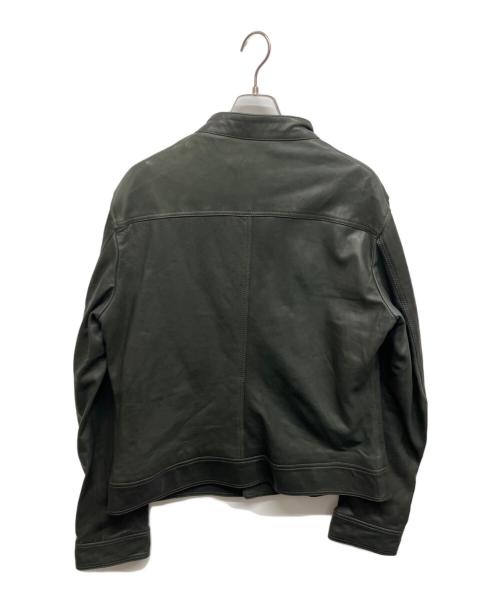 DOLCE & GABBANA（ドルチェ＆ガッバーナ）DOLCE & GABBANA (ドルチェ＆ガッバーナ) ラムレザー シングルライダースジャケット G9U28L FULVM ダークグリーン サイズ:56の古着・服飾アイテム