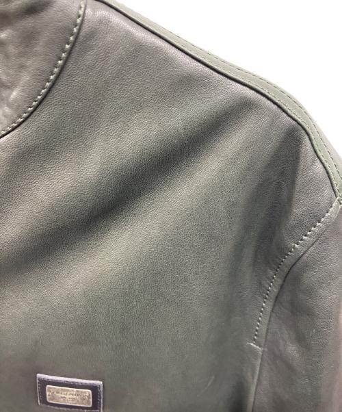 DOLCE & GABBANA（ドルチェ＆ガッバーナ）DOLCE & GABBANA (ドルチェ＆ガッバーナ) ラムレザー シングルライダースジャケット G9U28L FULVM ダークグリーン サイズ:56の古着・服飾アイテム