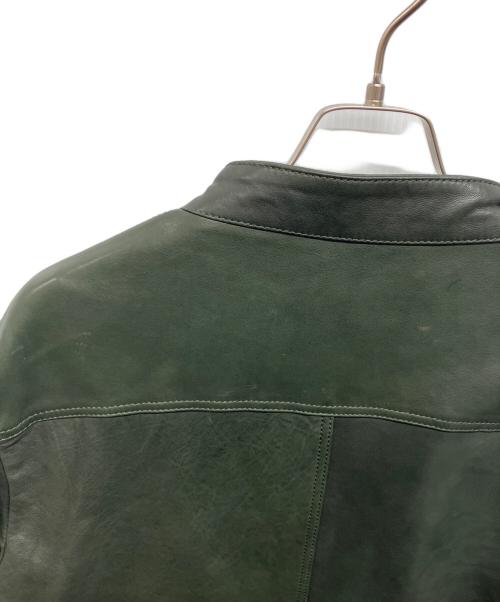 DOLCE & GABBANA（ドルチェ＆ガッバーナ）DOLCE & GABBANA (ドルチェ＆ガッバーナ) ラムレザー シングルライダースジャケット G9U28L FULVM ダークグリーン サイズ:56の古着・服飾アイテム