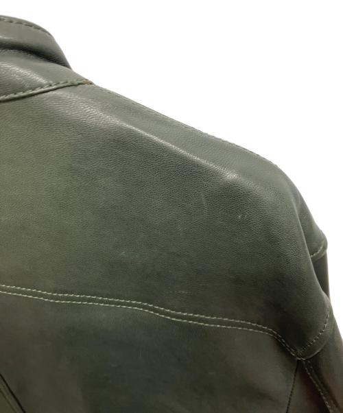 DOLCE & GABBANA（ドルチェ＆ガッバーナ）DOLCE & GABBANA (ドルチェ＆ガッバーナ) ラムレザー シングルライダースジャケット G9U28L FULVM ダークグリーン サイズ:56の古着・服飾アイテム