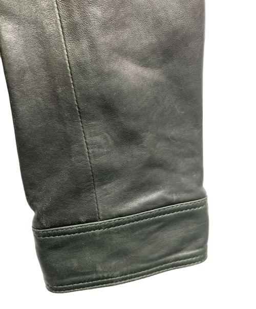 DOLCE & GABBANA（ドルチェ＆ガッバーナ）DOLCE & GABBANA (ドルチェ＆ガッバーナ) ラムレザー シングルライダースジャケット G9U28L FULVM ダークグリーン サイズ:56の古着・服飾アイテム