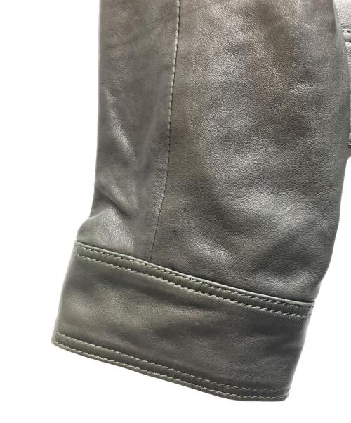 DOLCE & GABBANA（ドルチェ＆ガッバーナ）DOLCE & GABBANA (ドルチェ＆ガッバーナ) ラムレザー シングルライダースジャケット G9U28L FULVM ダークグリーン サイズ:56の古着・服飾アイテム