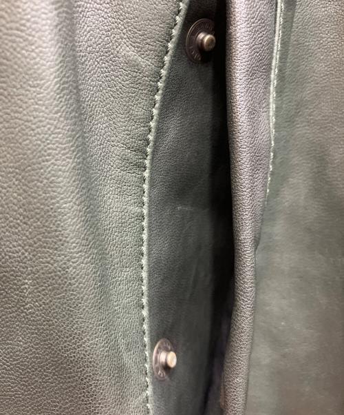 DOLCE & GABBANA（ドルチェ＆ガッバーナ）DOLCE & GABBANA (ドルチェ＆ガッバーナ) ラムレザー シングルライダースジャケット G9U28L FULVM ダークグリーン サイズ:56の古着・服飾アイテム
