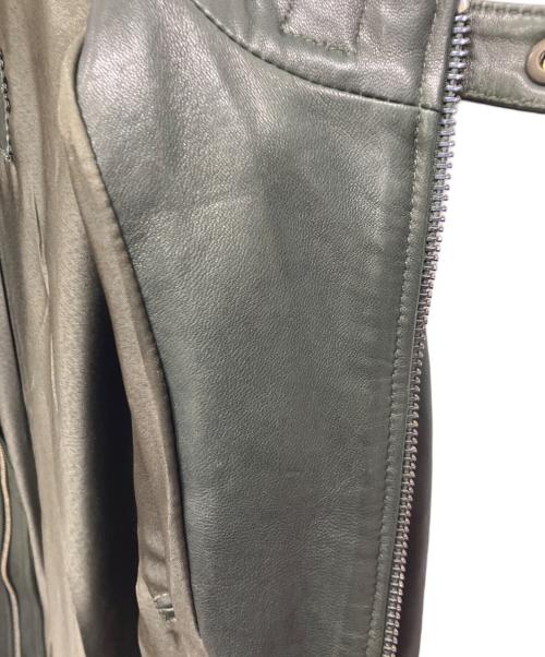 DOLCE & GABBANA（ドルチェ＆ガッバーナ）DOLCE & GABBANA (ドルチェ＆ガッバーナ) ラムレザー シングルライダースジャケット G9U28L FULVM ダークグリーン サイズ:56の古着・服飾アイテム