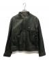 DOLCE & GABBANA（ドルチェ＆ガッバーナ）の古着「ラムレザー シングルライダースジャケット G9U28L FULVM」｜ダークグリーン