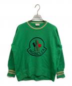 MONCLERモンクレール）の古着「MAGLIONE TRICOT GIROCOLLOカシミア混ロゴ刺繍ニット」｜グリーン
