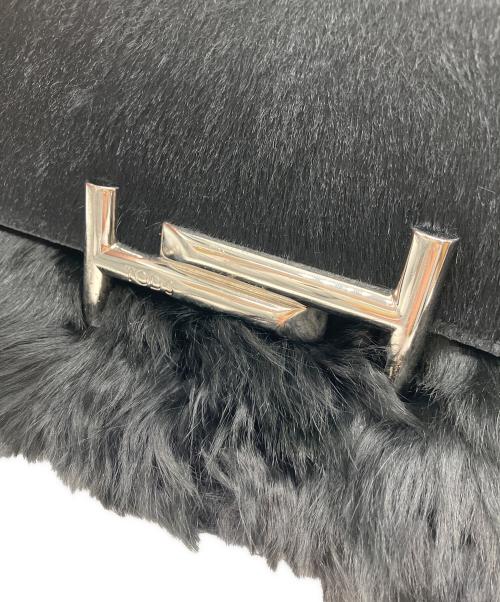 TOD'S（トッズ）TOD'S (トッズ) ダブルTリアルファーチェーンショルダーバッグ ブラックの古着・服飾アイテム
